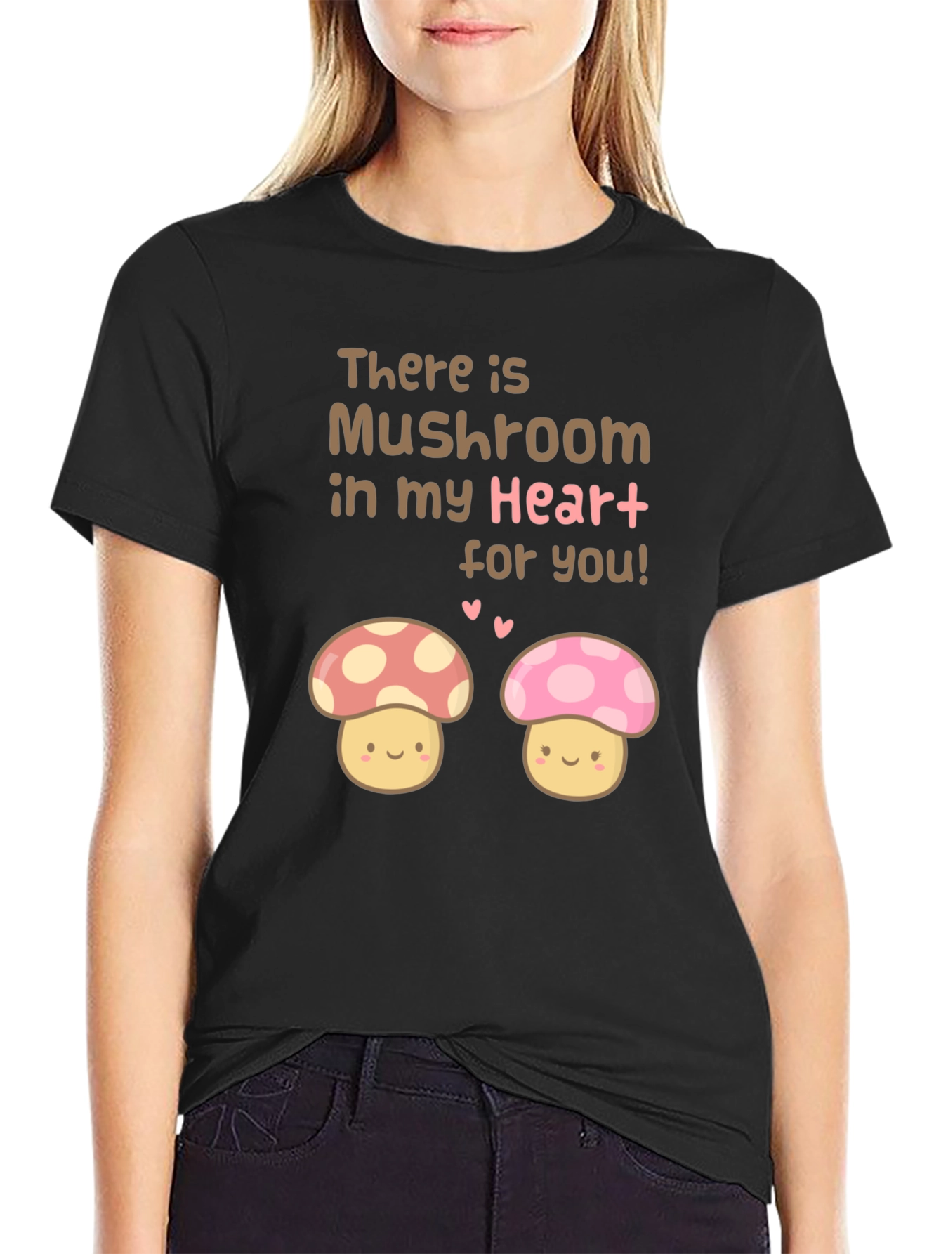 Mushroom Heart Graphic T-Shirt - Cute Kawaii Style