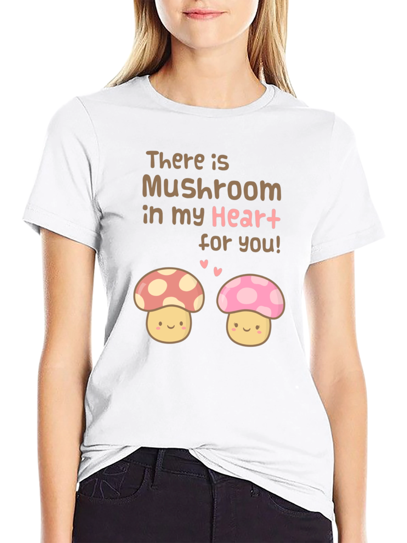 Mushroom Heart Graphic T-Shirt - Cute Kawaii Style