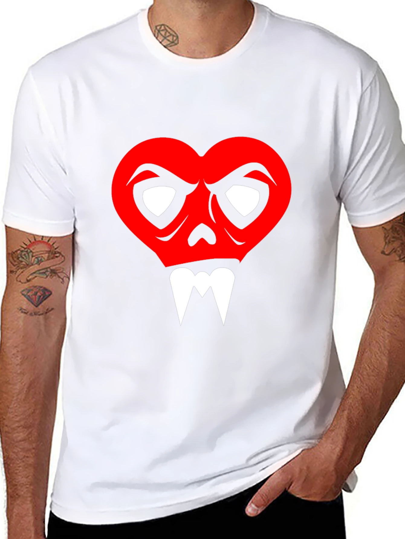 Heart Skull Graphic Tee - Mens Black T-Shirt