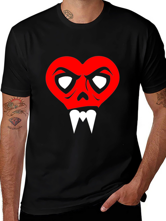 Heart Skull Graphic Tee - Mens Black T-Shirt