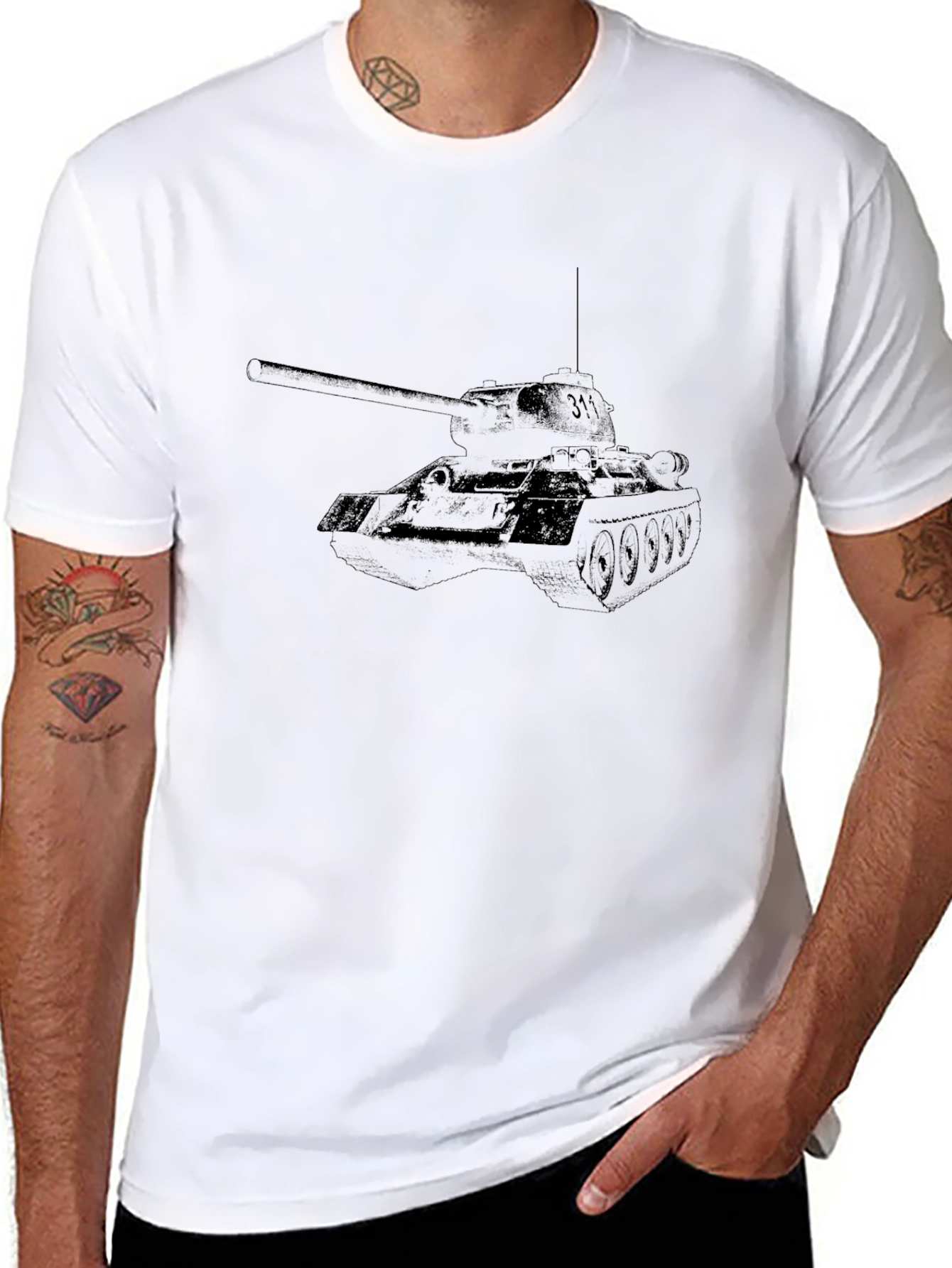 Tank Graphic Tee - Black Cotton T-Shirt