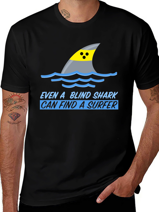Blind Shark Surfer Humor Graphic T-Shirt
