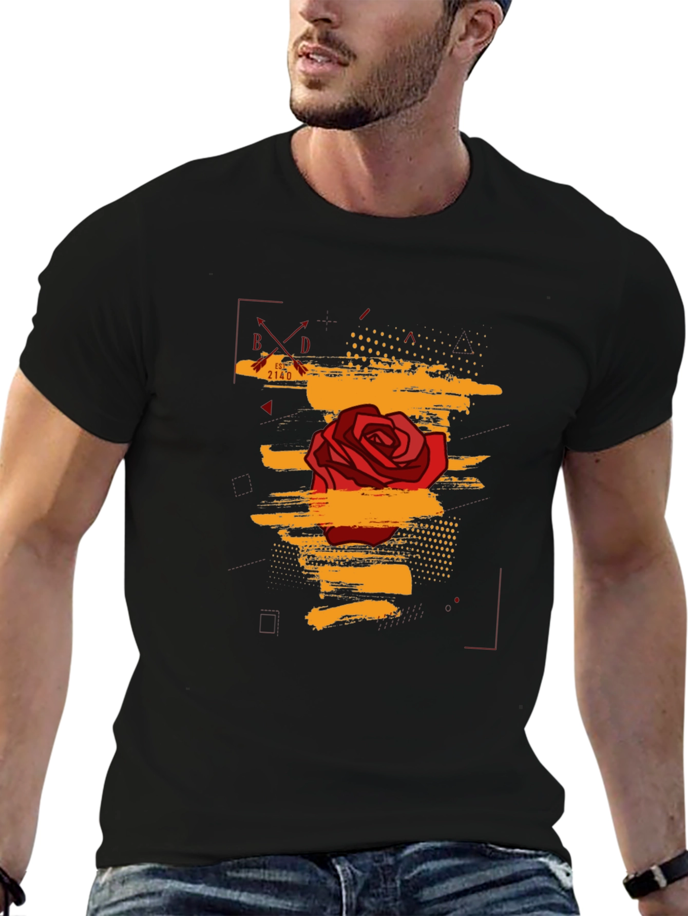 Rose Graphic Black T-Shirt - Trendy Streetwear