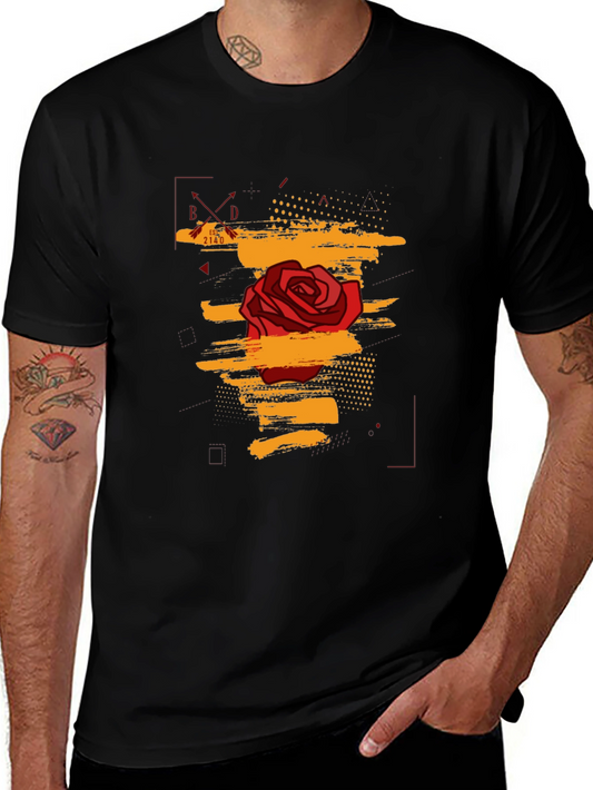 Rose Graphic Black T-Shirt - Trendy Streetwear