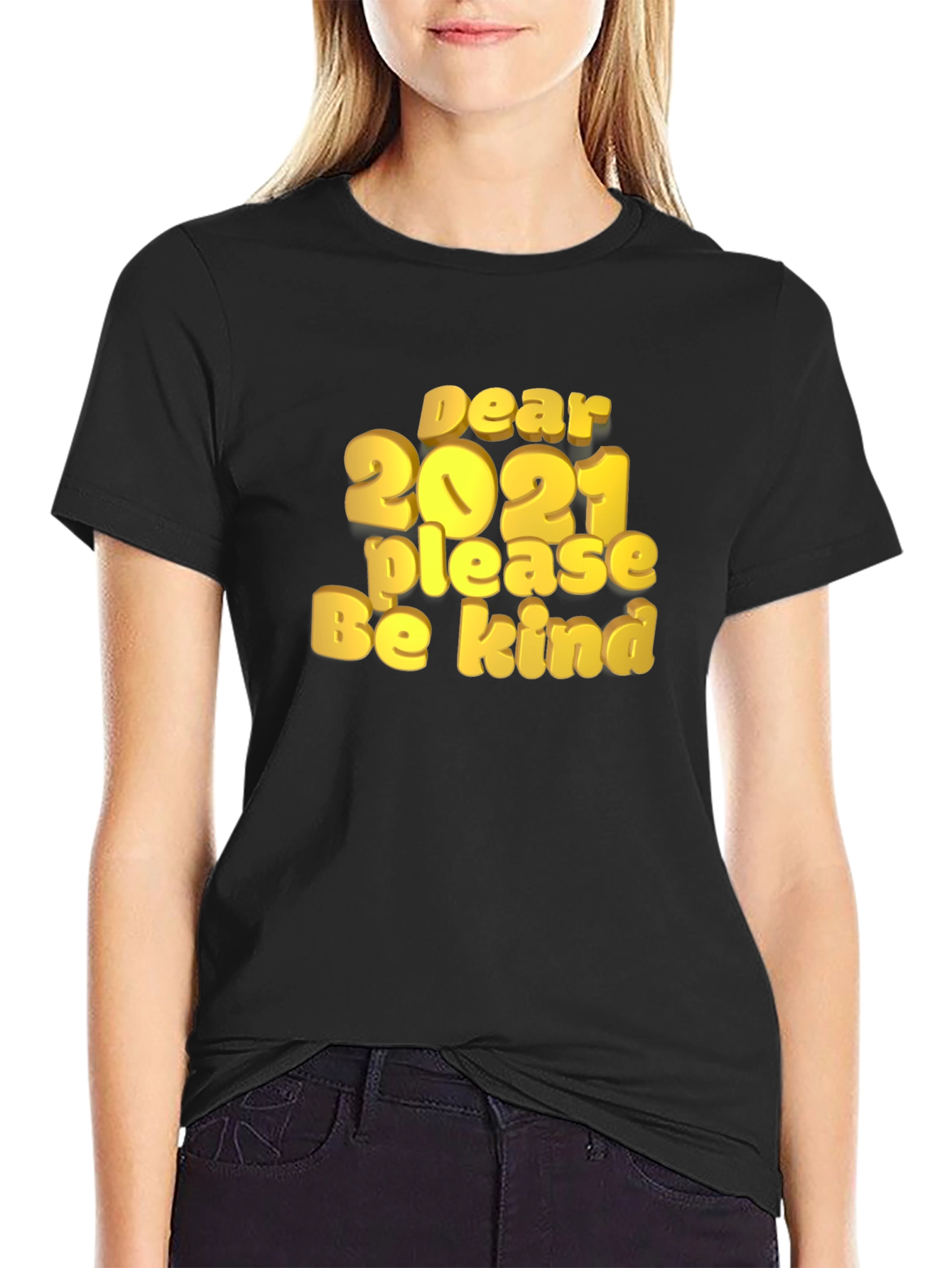 Dear 2021 Graphic Print Black T-Shirt
