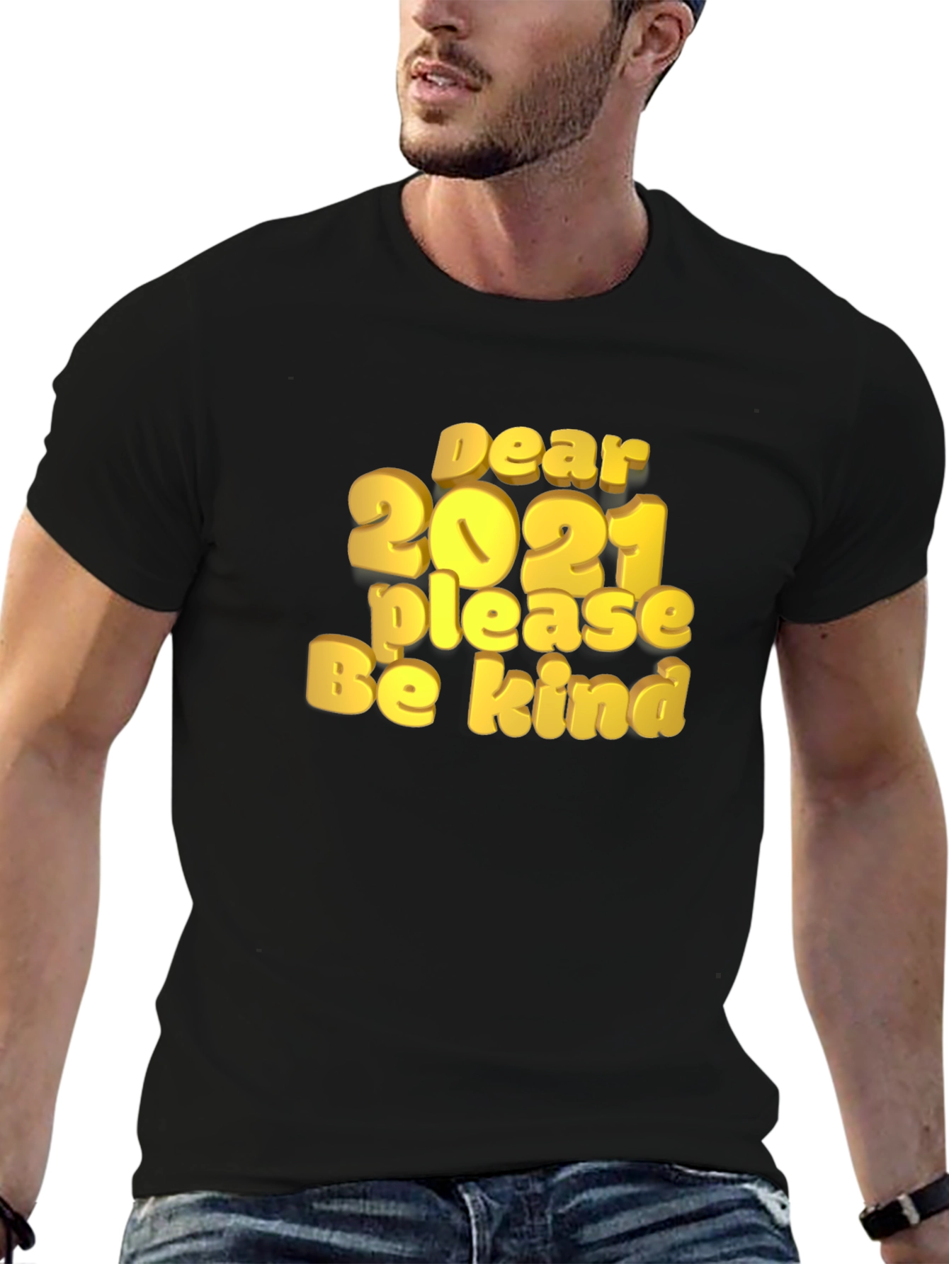 Dear 2021 Graphic Print Black T-Shirt