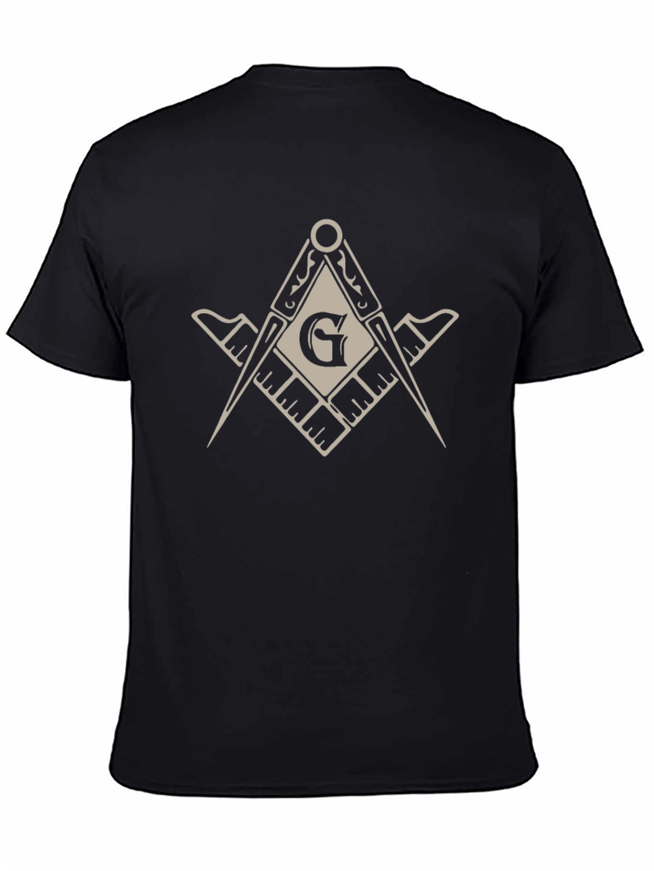 Masonic Square & Compasses Graphic Tee - Black Cotton