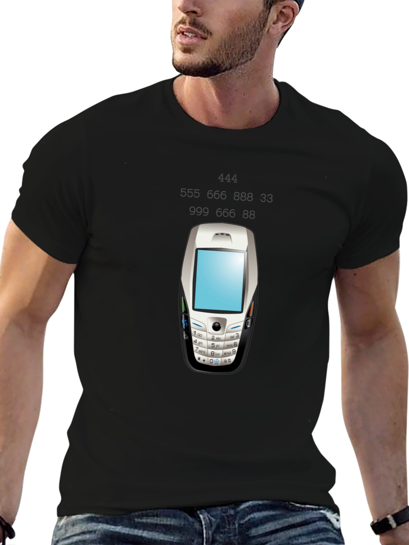 Retro Phone Graphic Tee - Black
