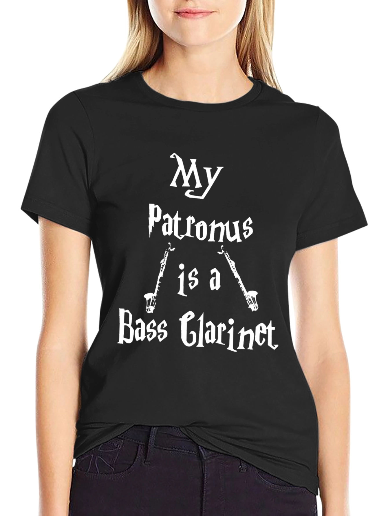 My Patronus Is A Bass Clarinet Black T-Shirt