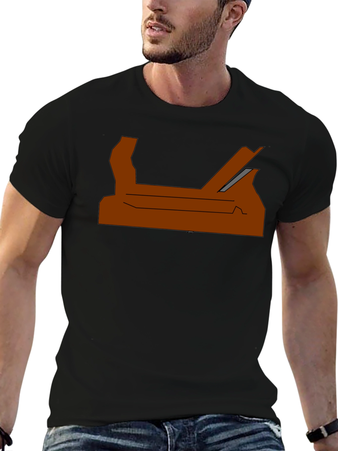 Modern Abstract Graphic Print Tee - Black