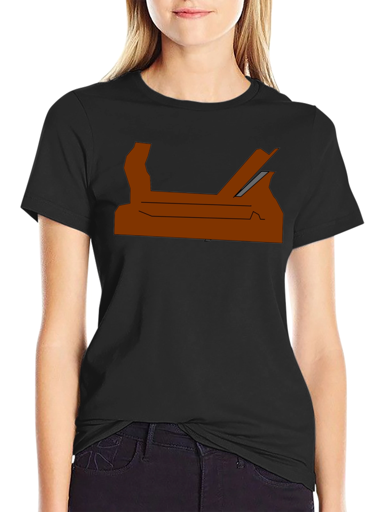 Modern Abstract Graphic Print Tee - Black