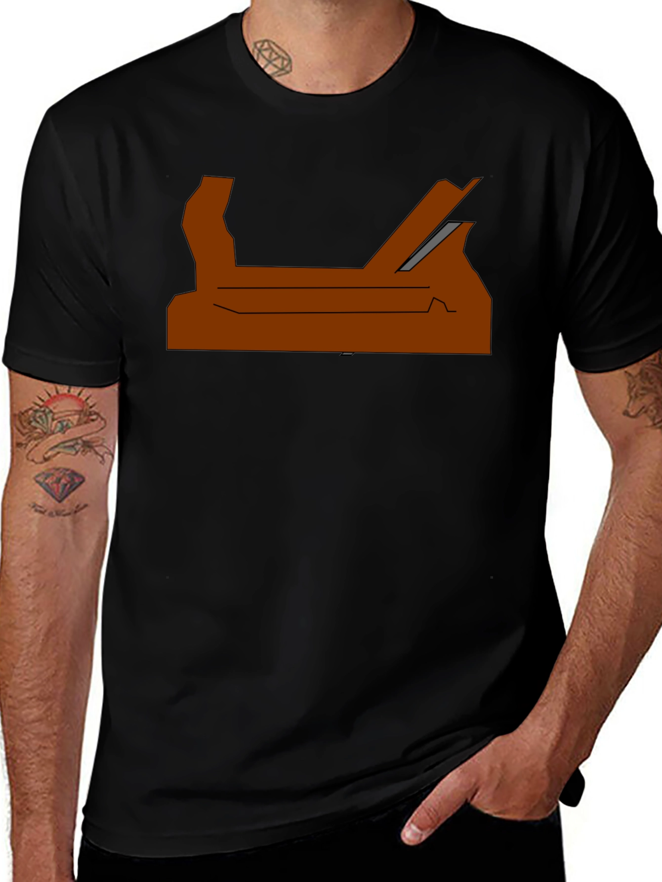 Modern Abstract Graphic Print Tee - Black