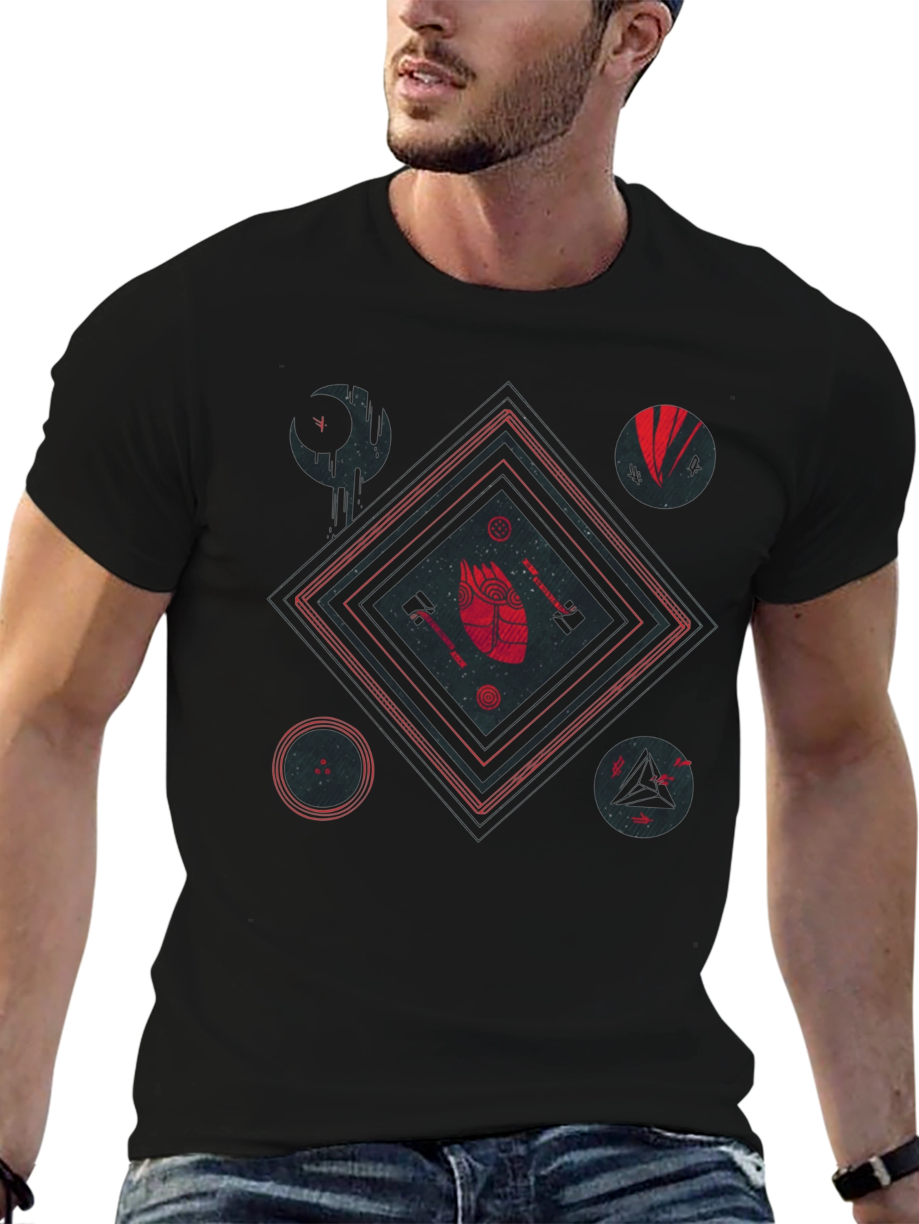 Abstract Graphic T-Shirt Black Tee Unique Design