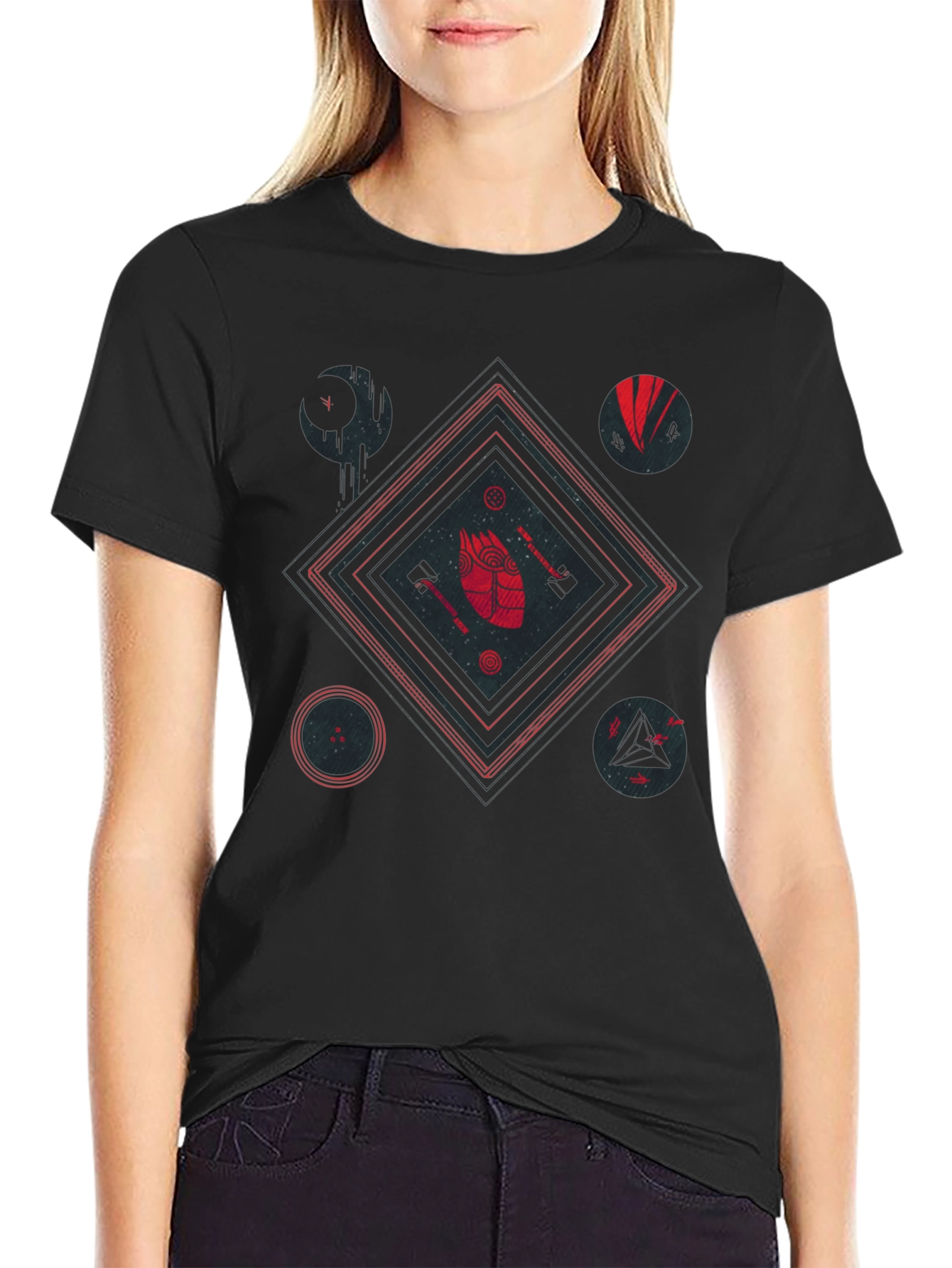 Abstract Graphic T-Shirt Black Tee Unique Design