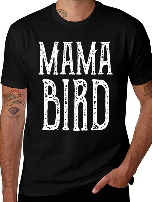 Mama Bird Graphic Tee - Black Cotton T-Shirt