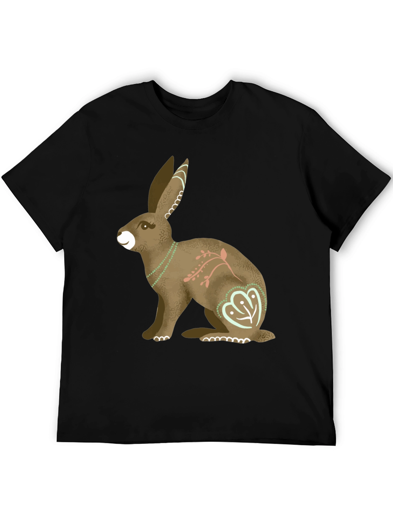 Hare Graphic Print Mens T-Shirt - Black
