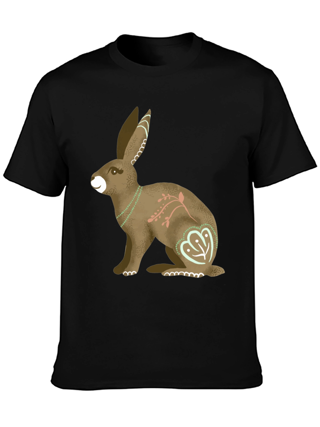 Hare Graphic Print Mens T-Shirt - Black