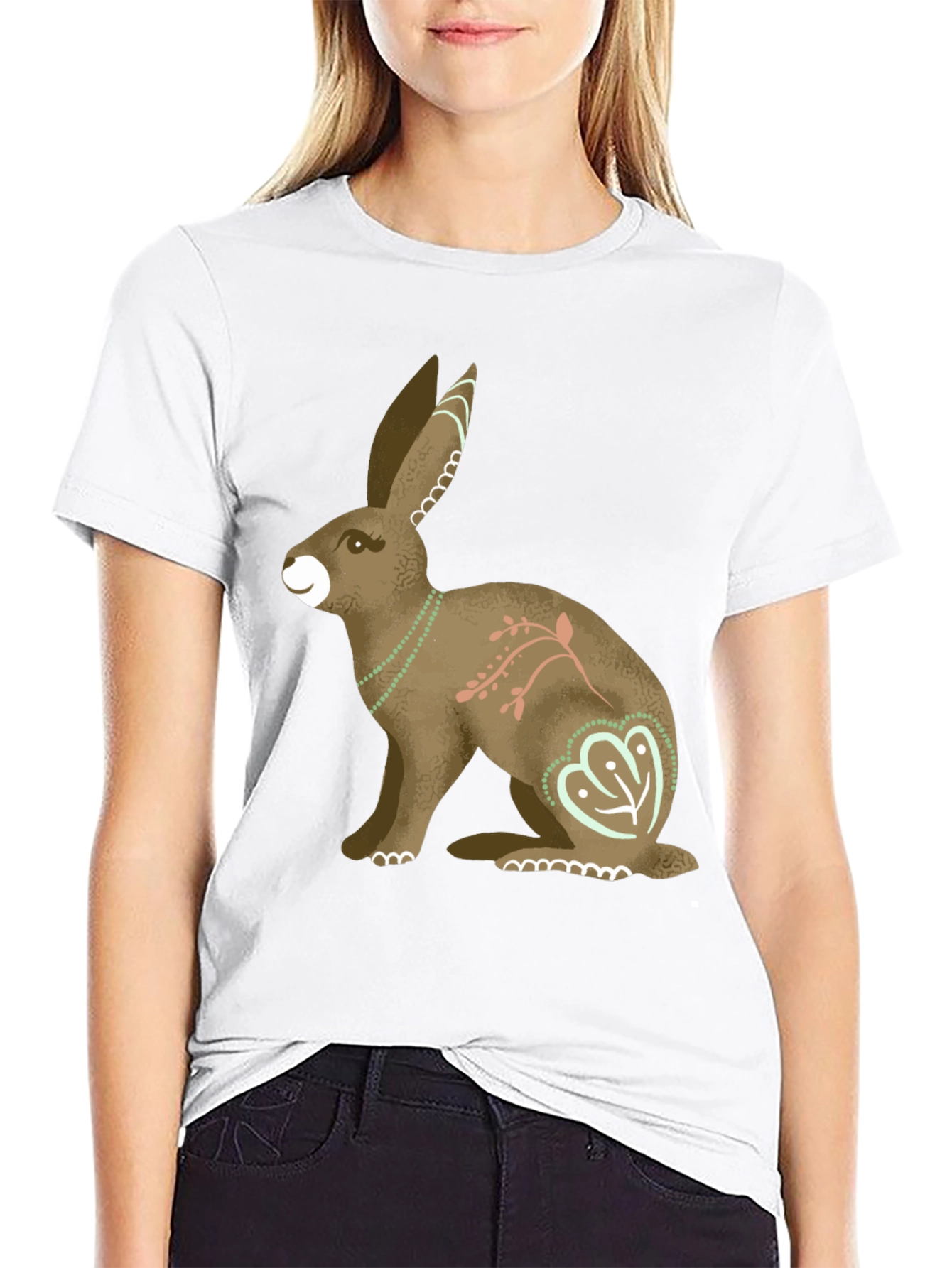 Hare Graphic Print Mens T-Shirt - Black