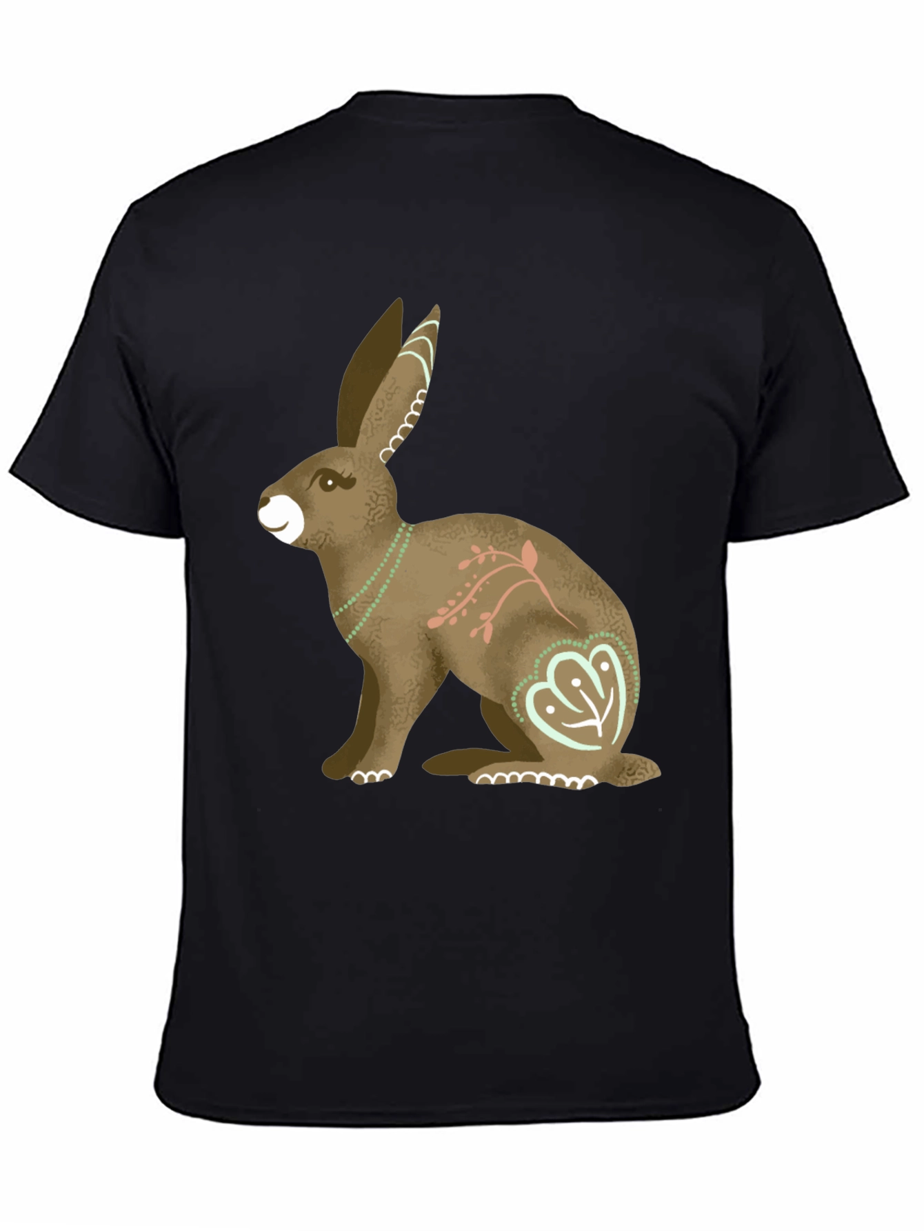 Hare Graphic Print Mens T-Shirt - Black