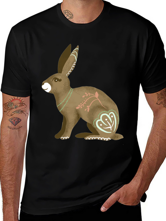 Hare Graphic Print Mens T-Shirt - Black