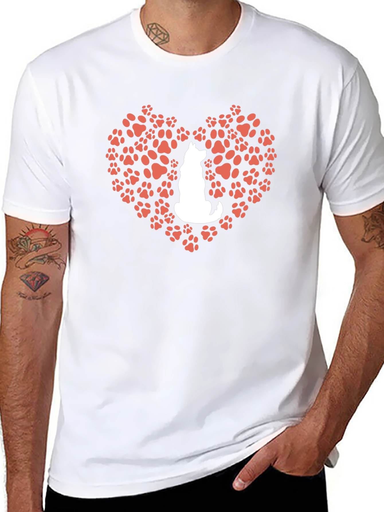Dog Paw Heart T-Shirt - Love My Pet!