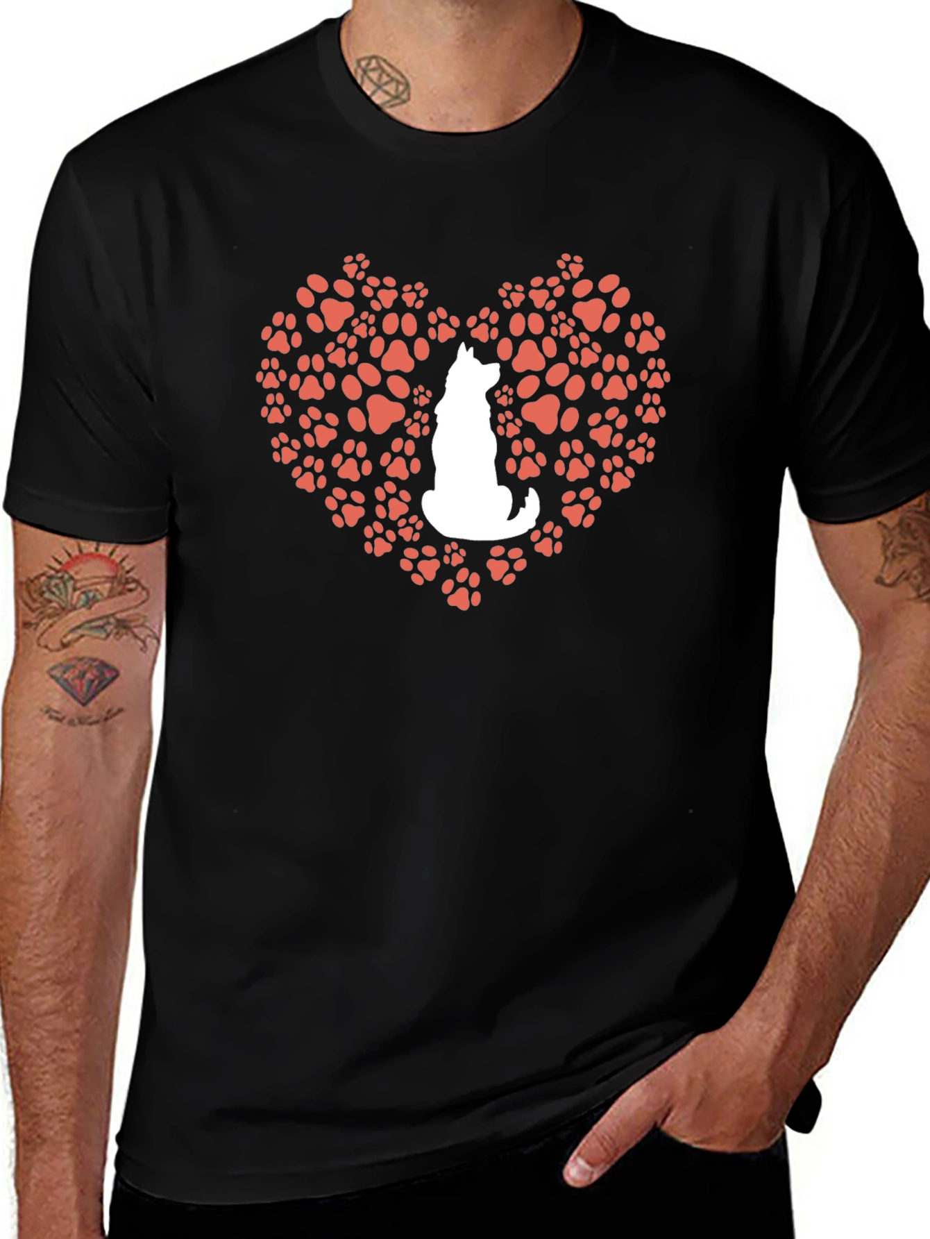 Dog Paw Heart T-Shirt - Love My Pet!