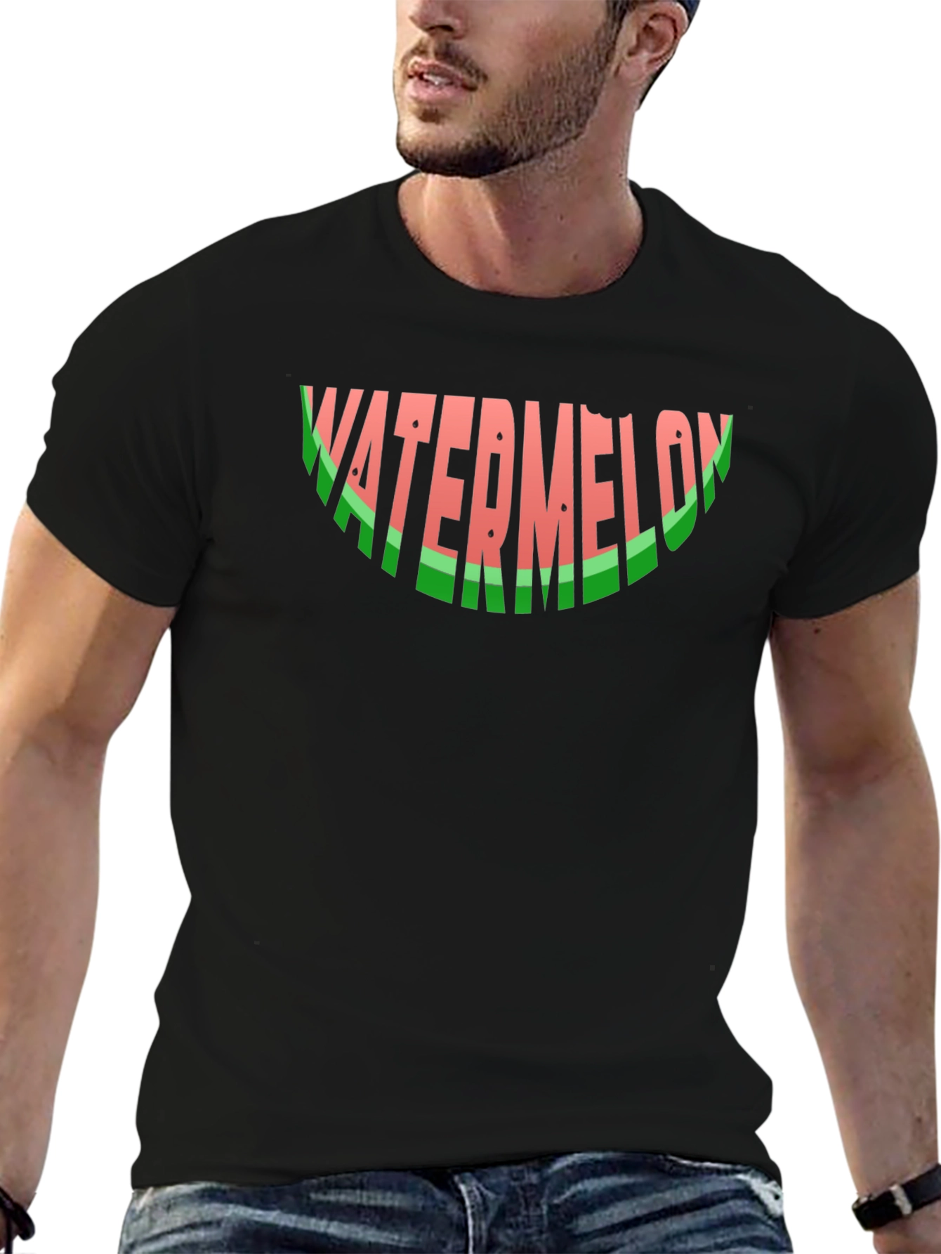 Watermelon Word Art Black Graphic T-Shirt