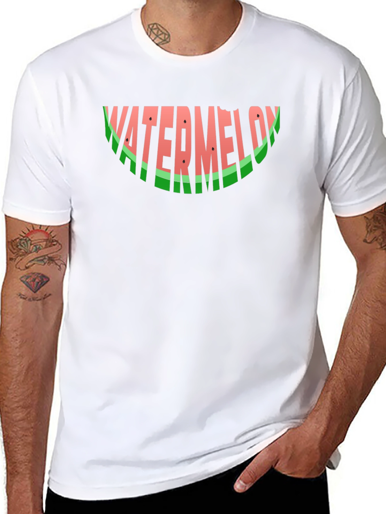 Watermelon Word Art Black Graphic T-Shirt