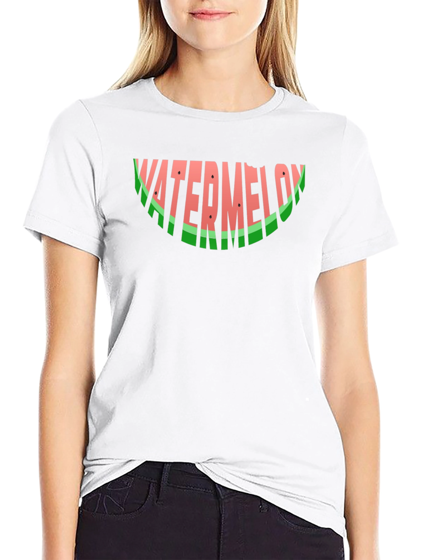 Watermelon Word Art Black Graphic T-Shirt