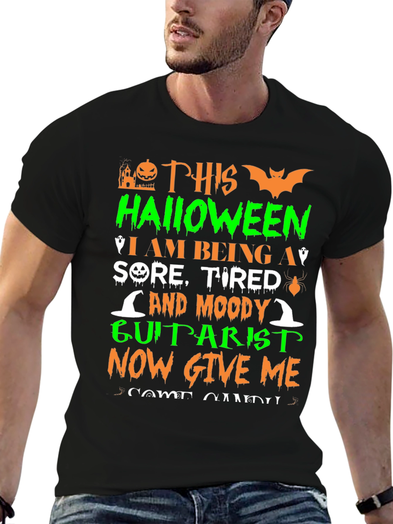 Halloween Guitarist Graphic T-Shirt