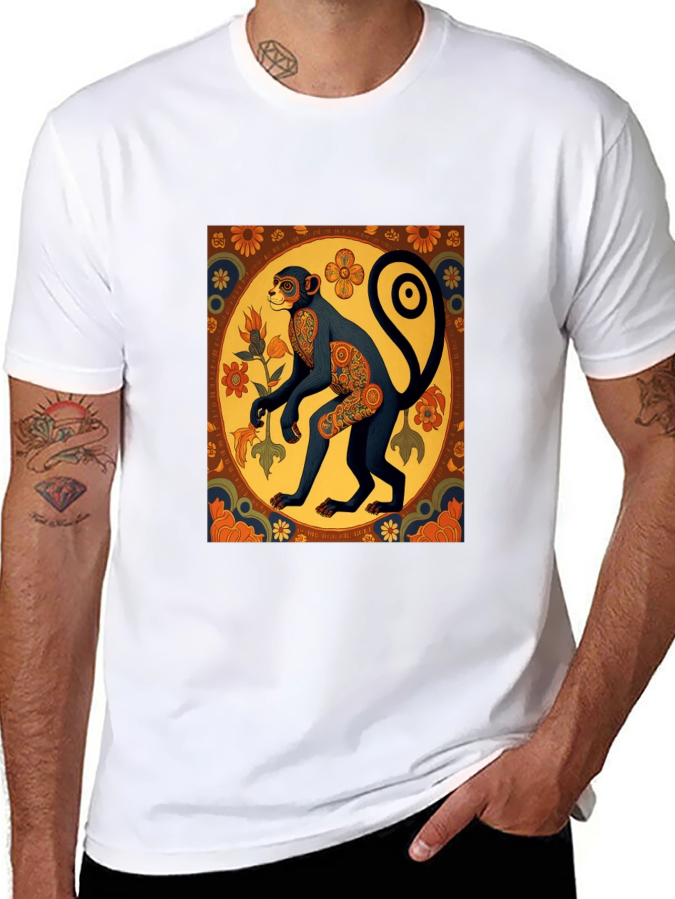Retro Monkey Art Graphic Tee