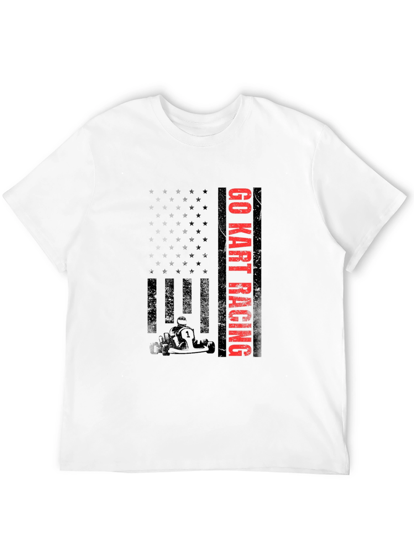 Go Kart Racing T-Shirt - American Flag Design