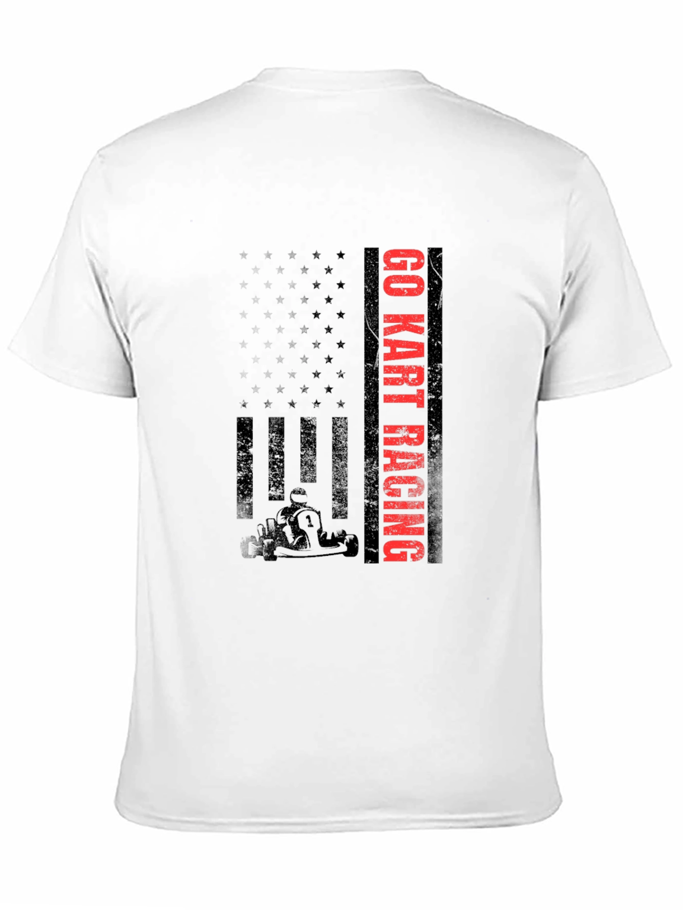 Go Kart Racing T-Shirt - American Flag Design