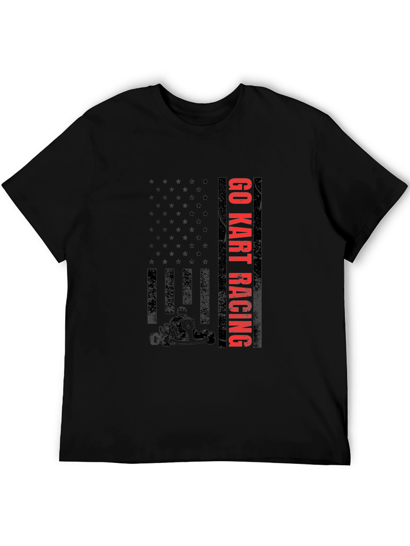Go Kart Racing T-Shirt - American Flag Design