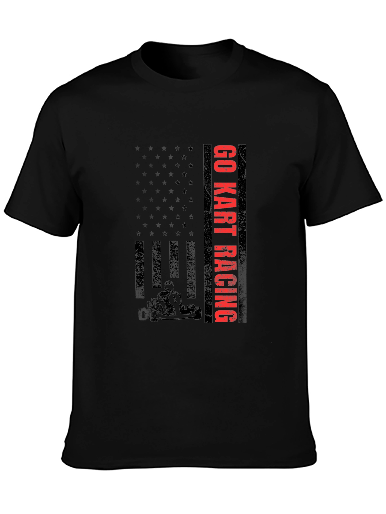Go Kart Racing T-Shirt - American Flag Design