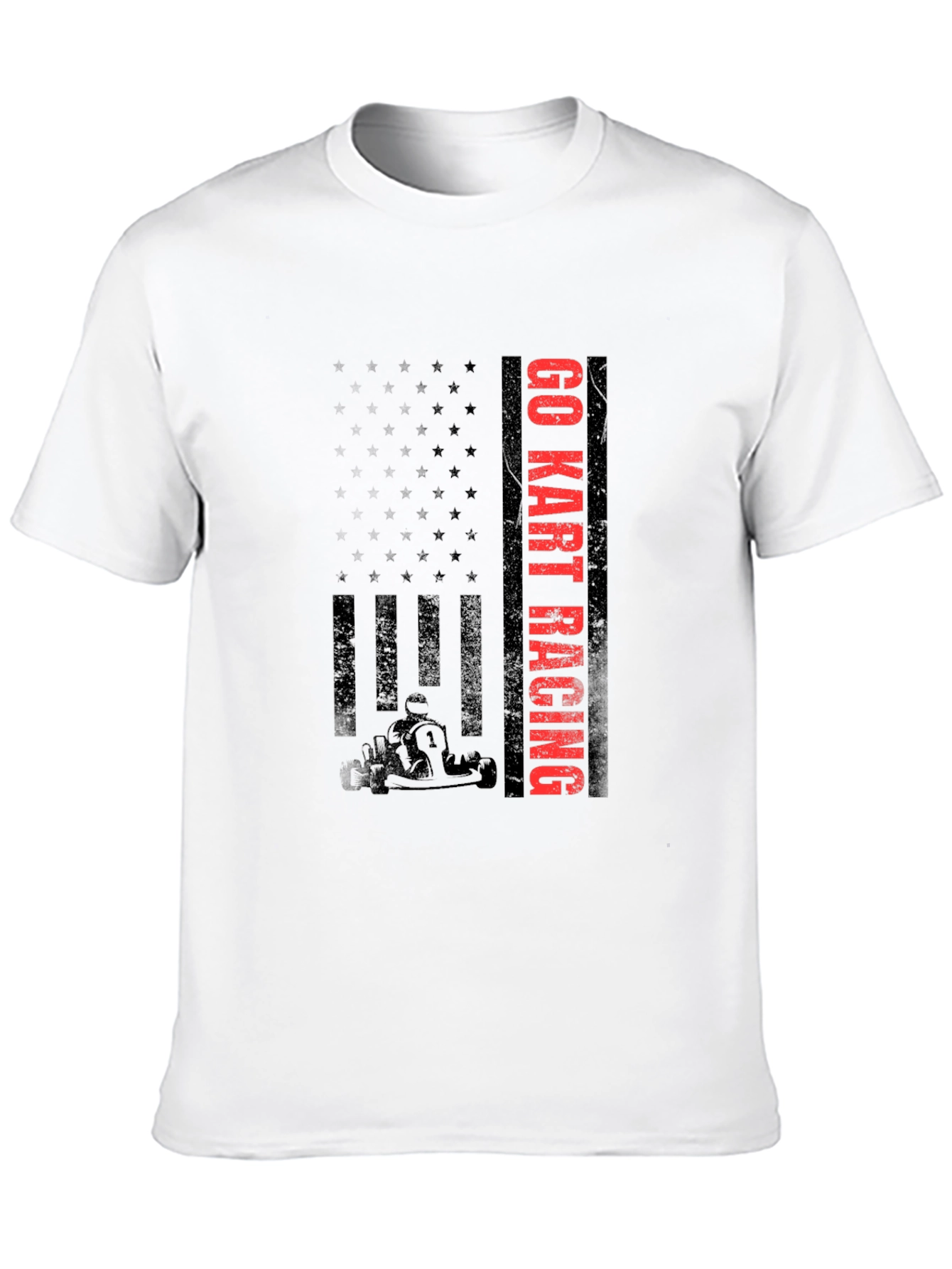 Go Kart Racing T-Shirt - American Flag Design
