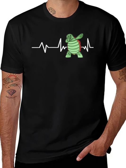 Dabbing Turtle Heartbeat T-Shirt - Black