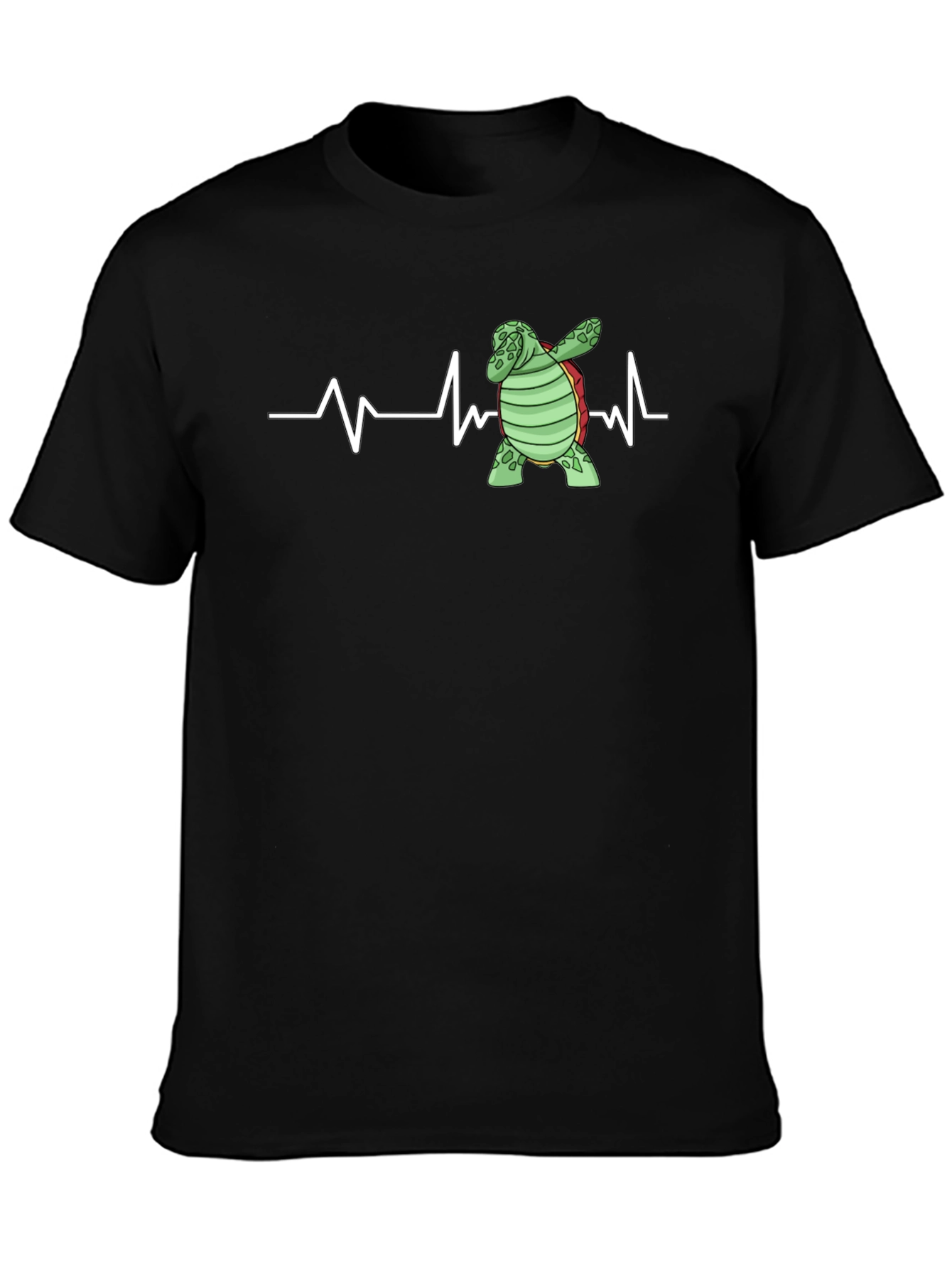Dabbing Turtle Heartbeat T-Shirt - Black