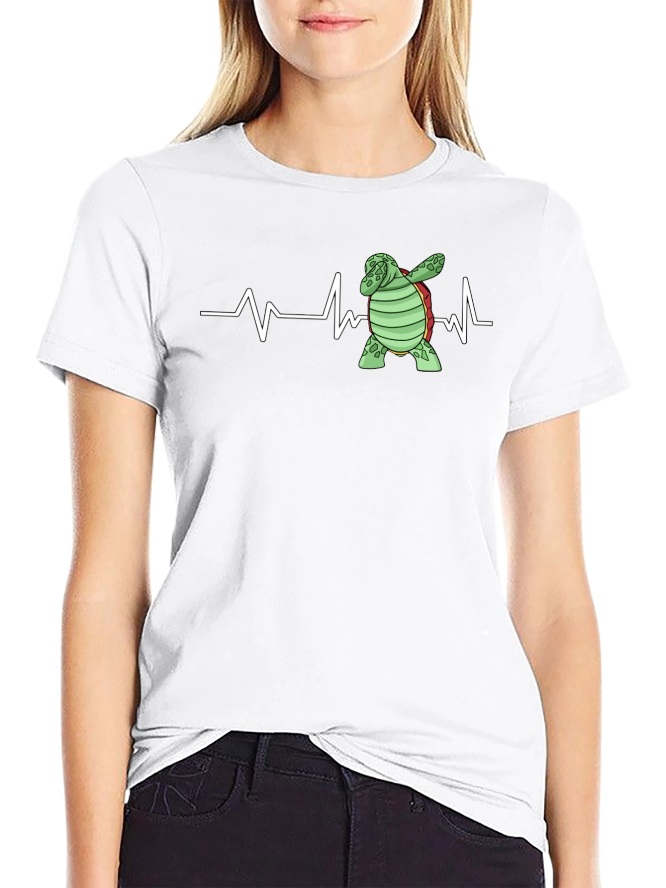 Dabbing Turtle Heartbeat T-Shirt - Black