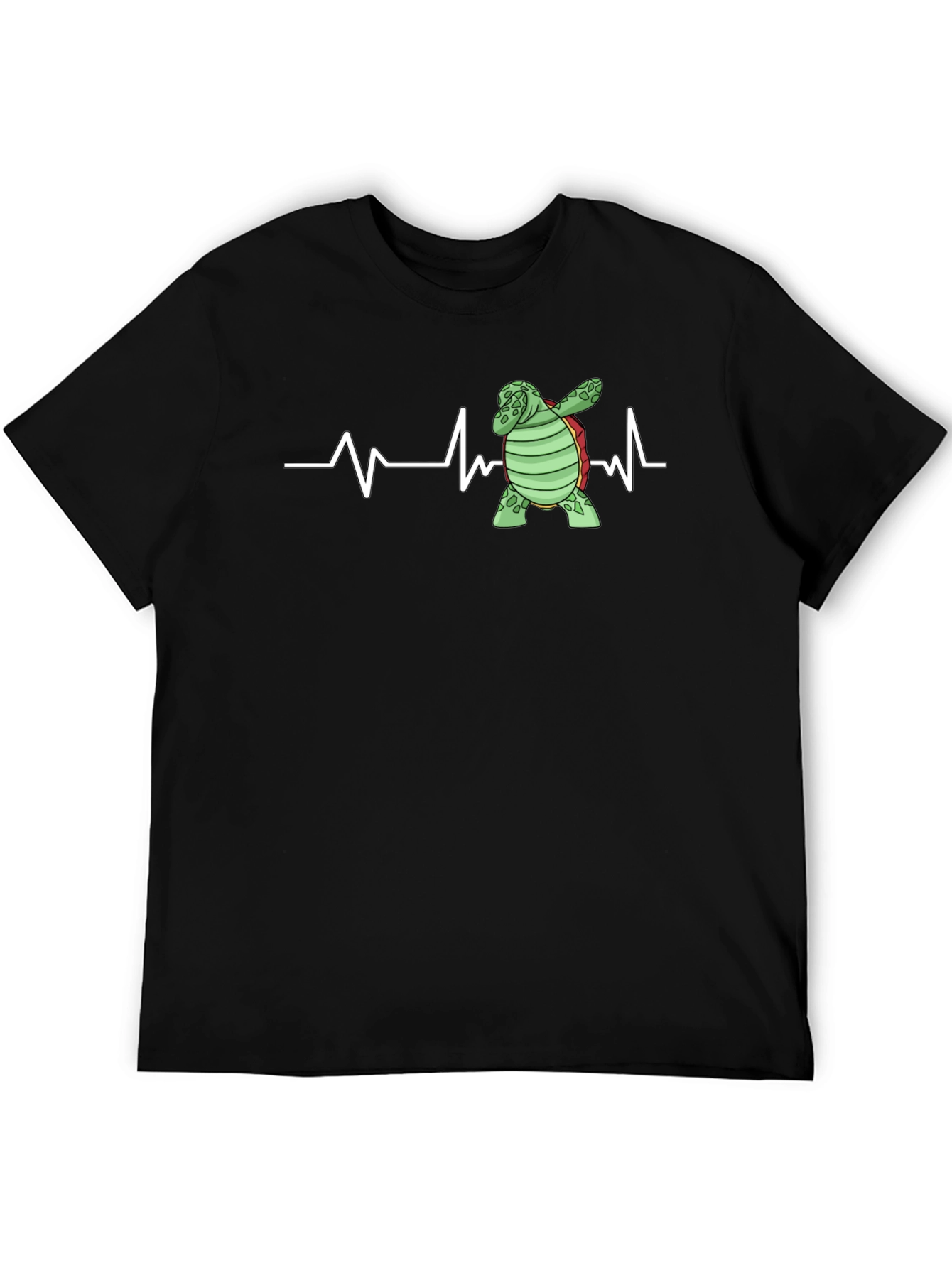 Dabbing Turtle Heartbeat T-Shirt - Black