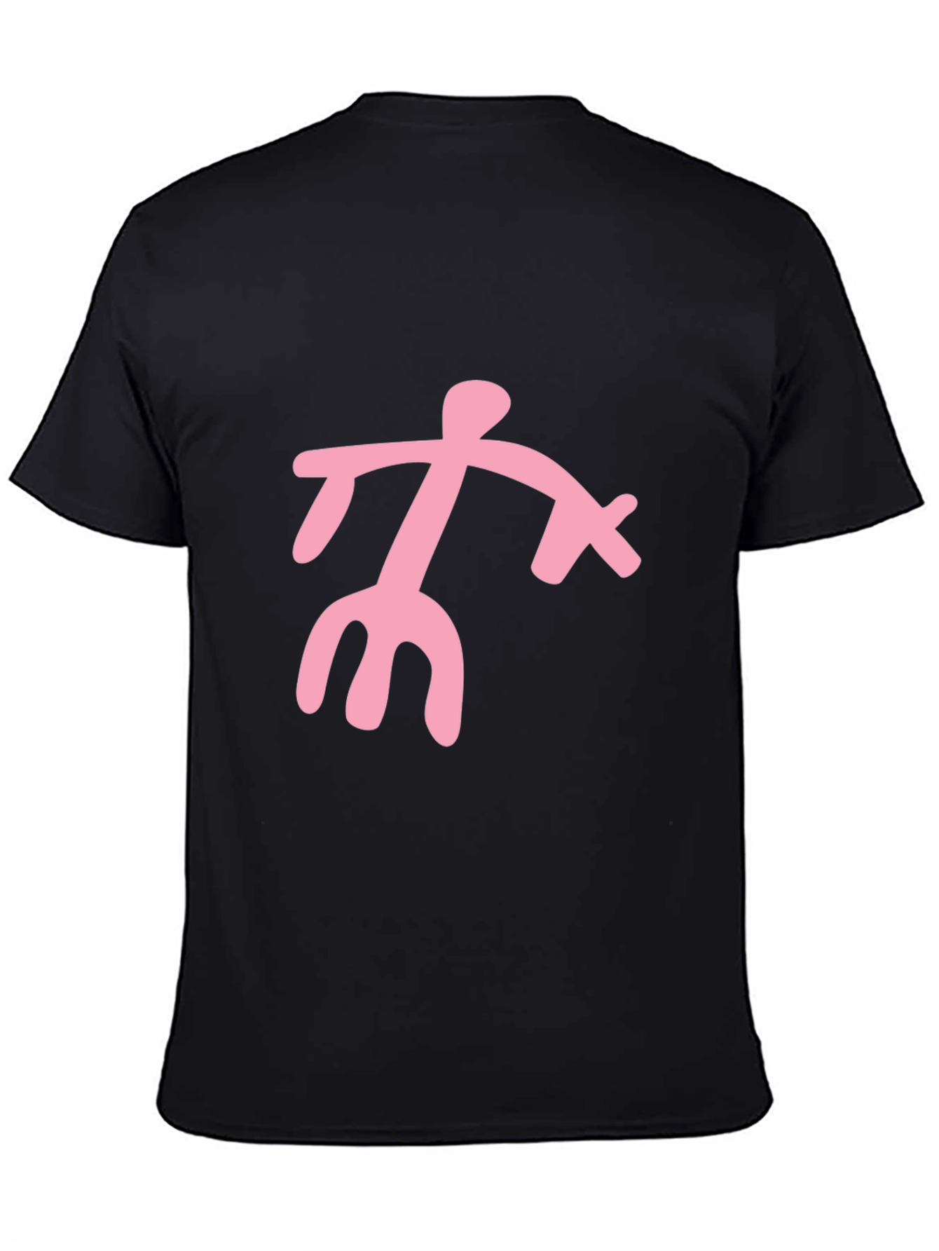 Black T-Shirt with Pink Abstract Figure Graphic