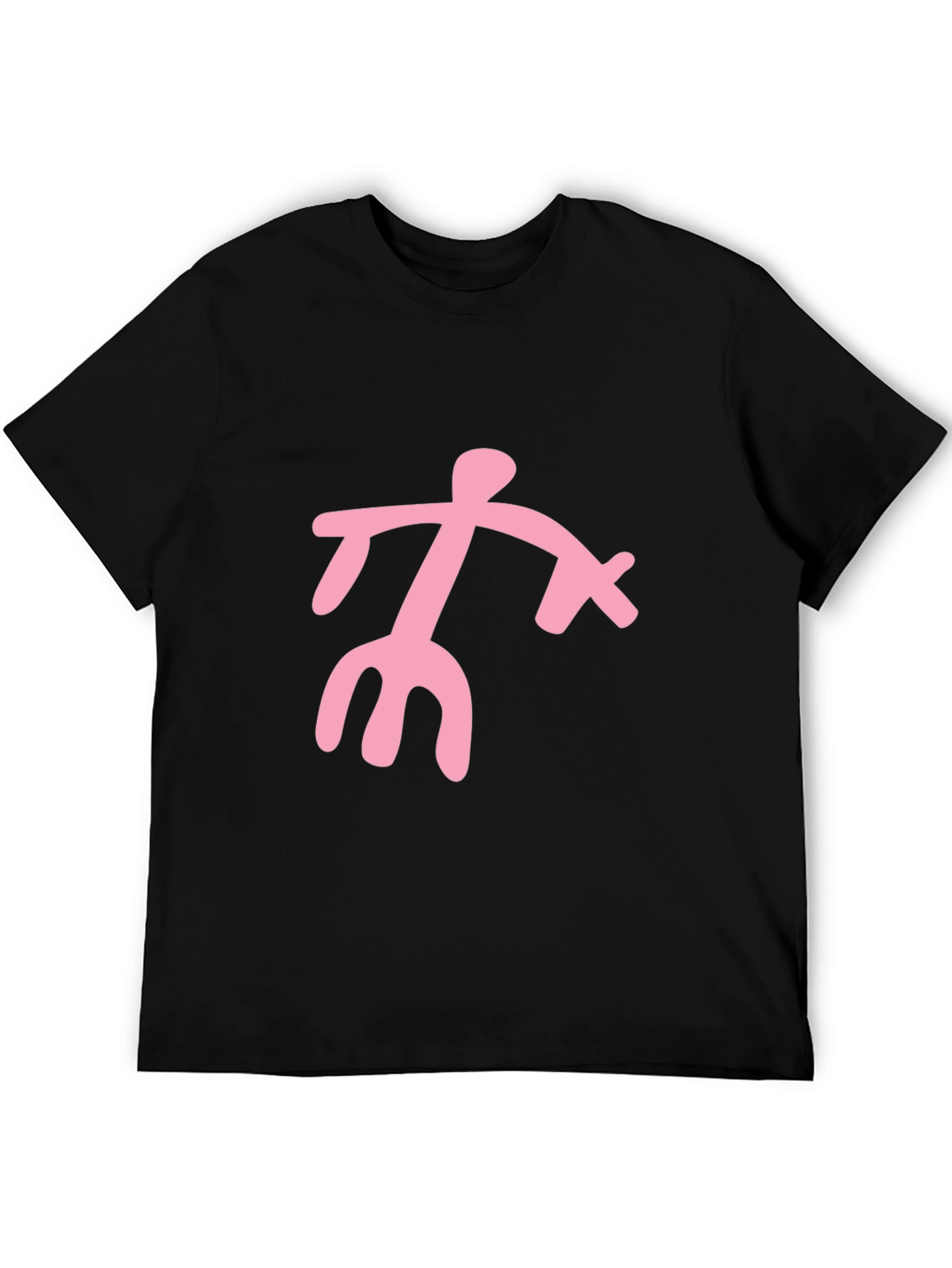 Black T-Shirt with Pink Abstract Figure Graphic