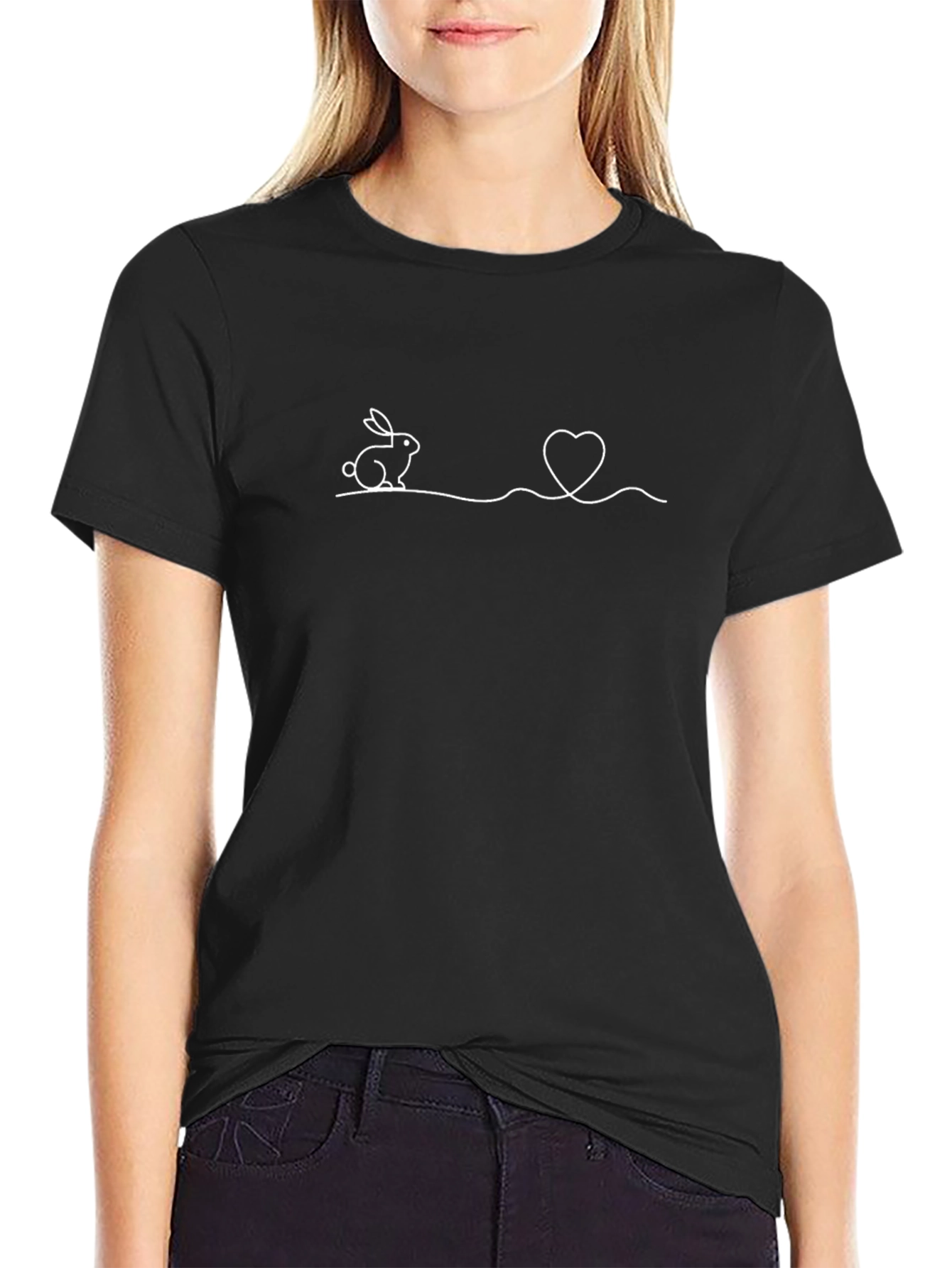 Rabbit Love Heart T-Shirt - Cute Animal Design