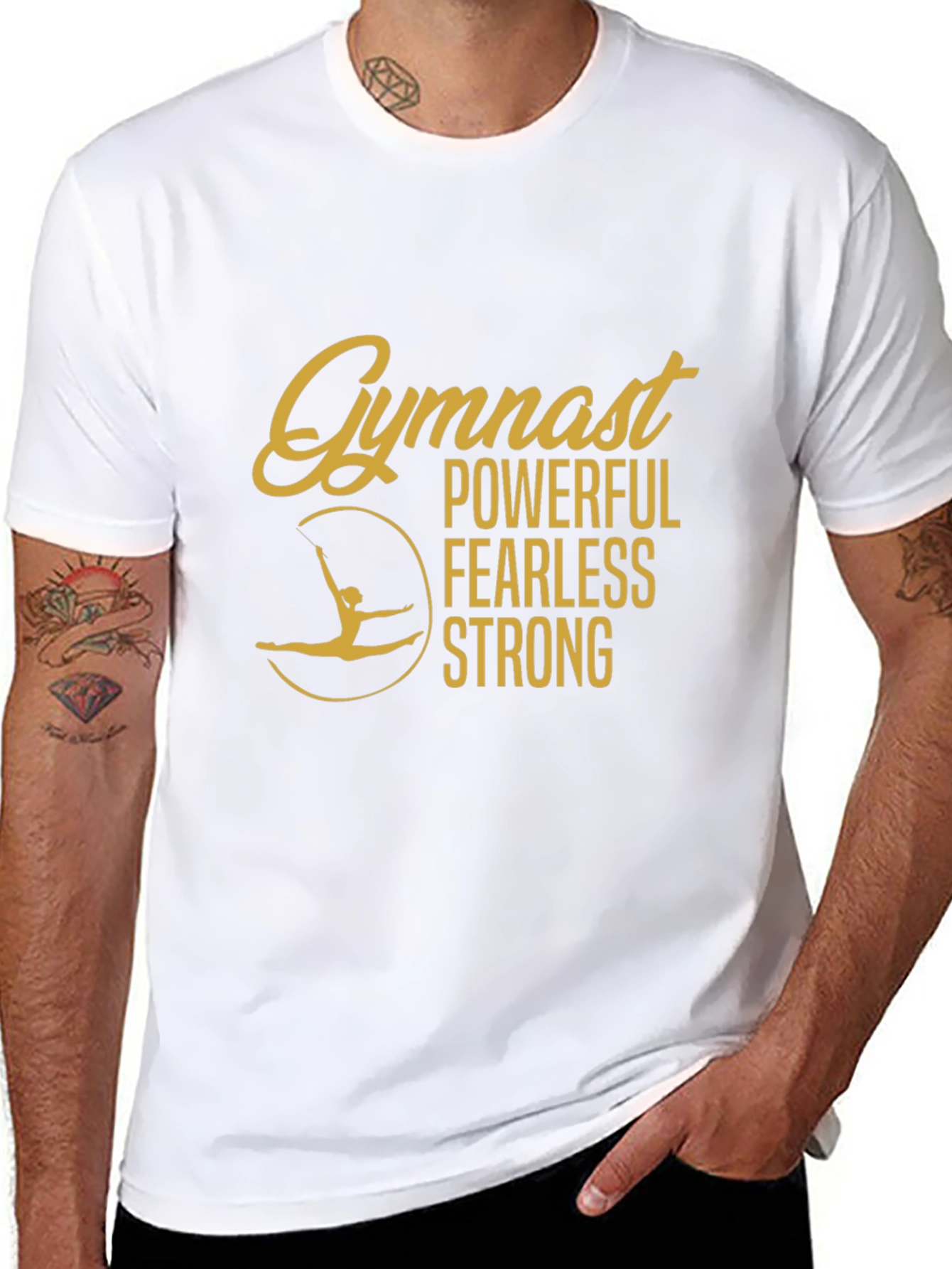 Gymnast Powerful Fearless Strong Black T-Shirt