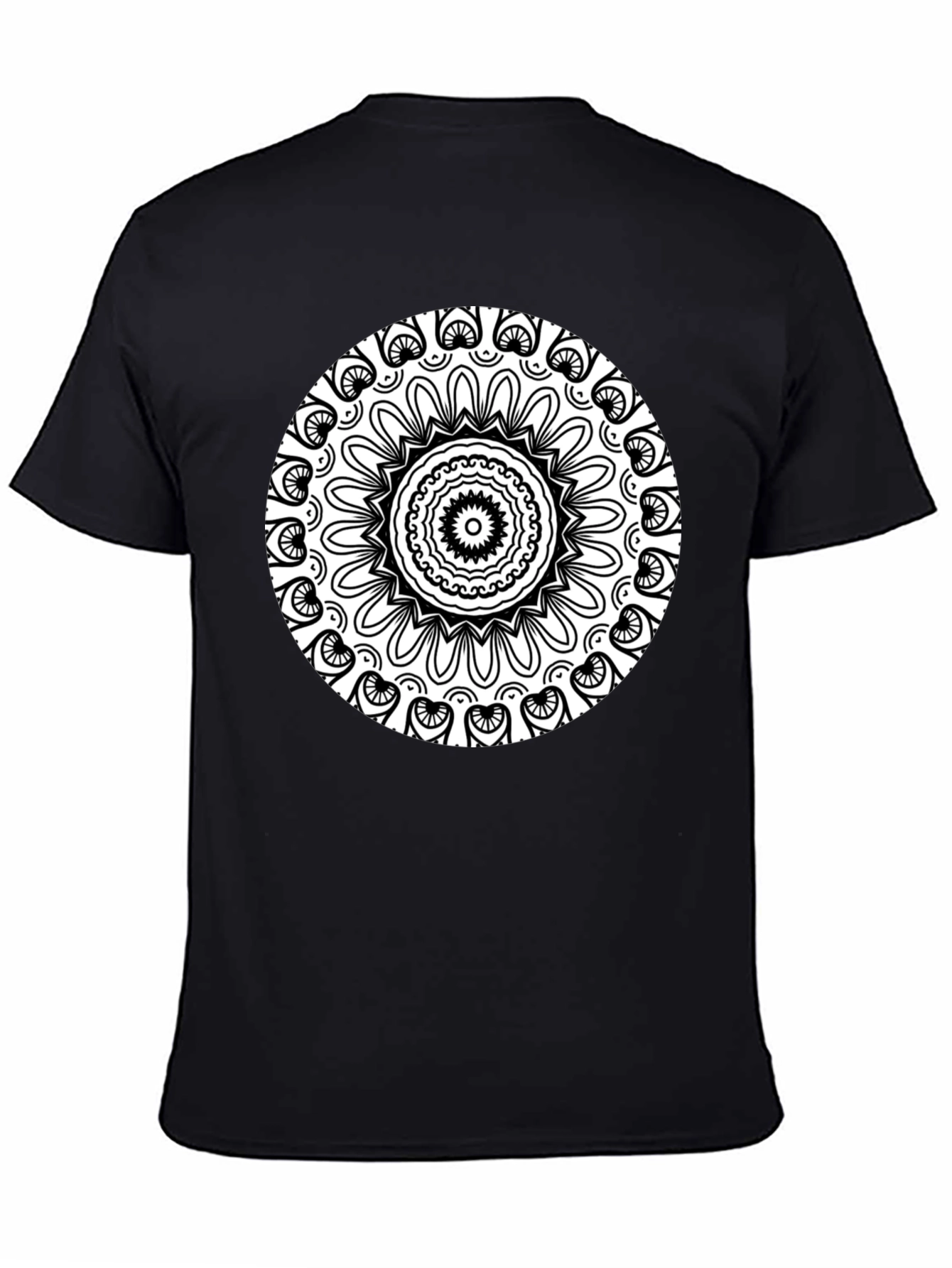 Black T-Shirt with Intricate Mandala Design