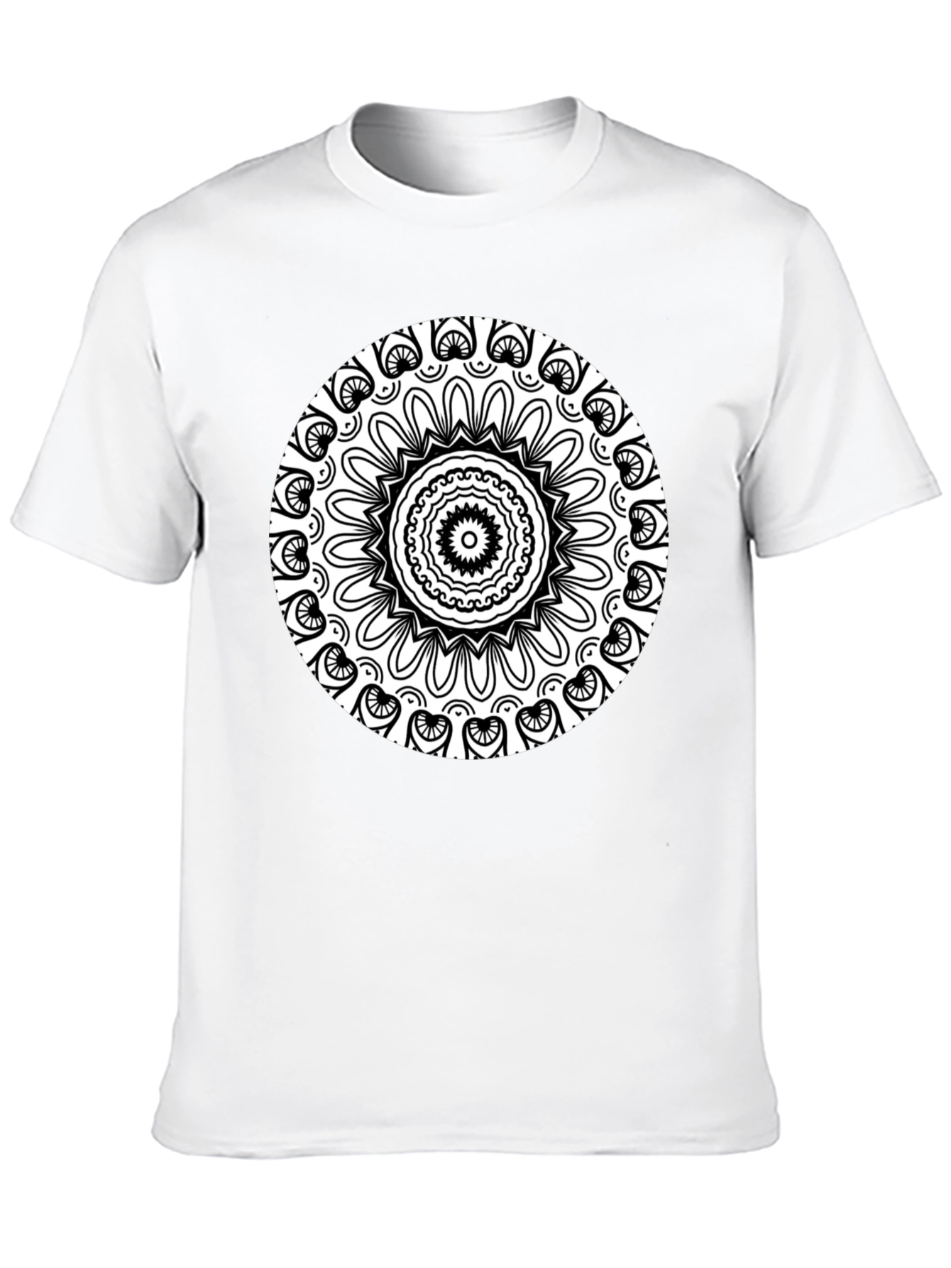 Black T-Shirt with Intricate Mandala Design