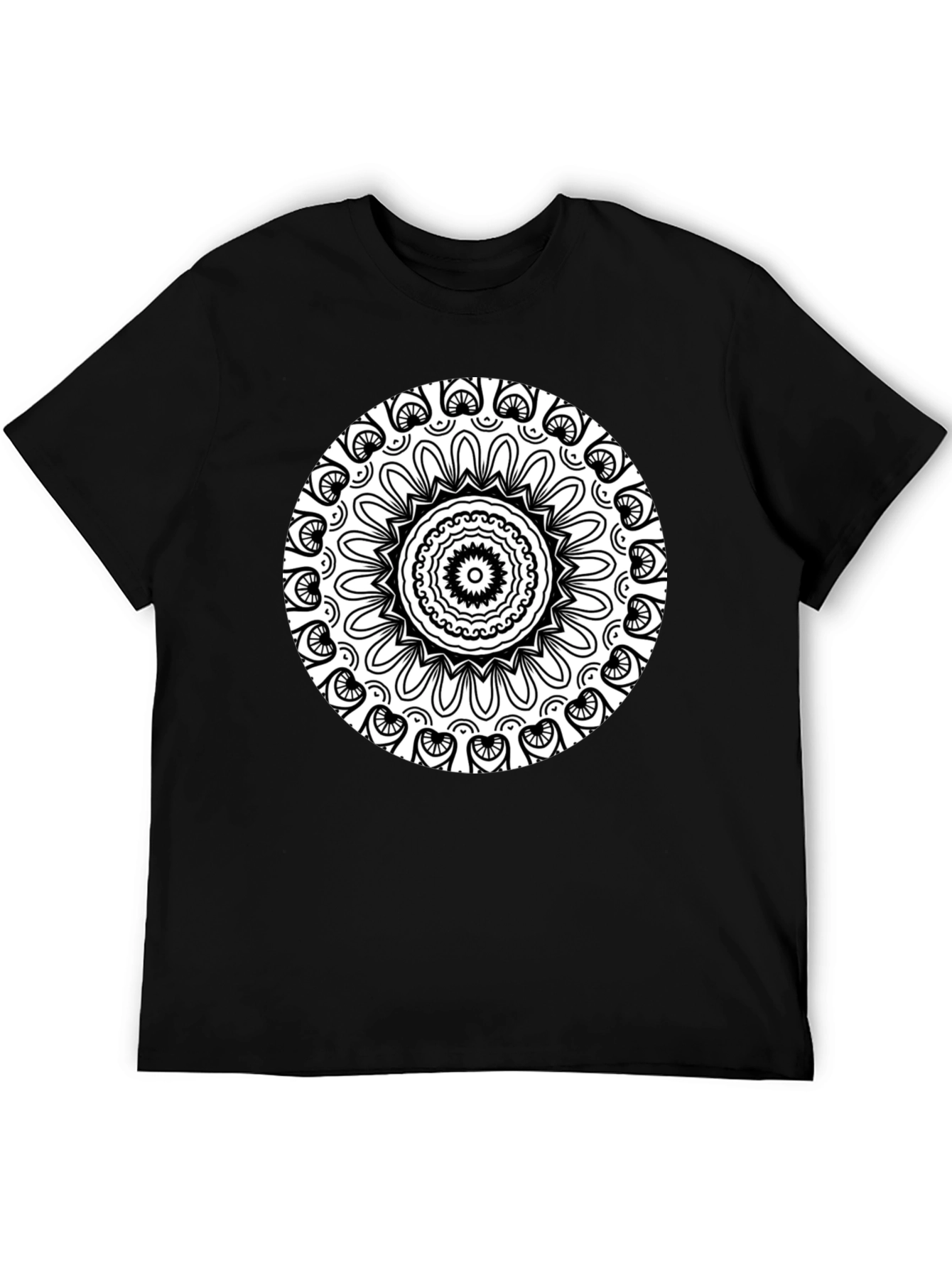 Black T-Shirt with Intricate Mandala Design