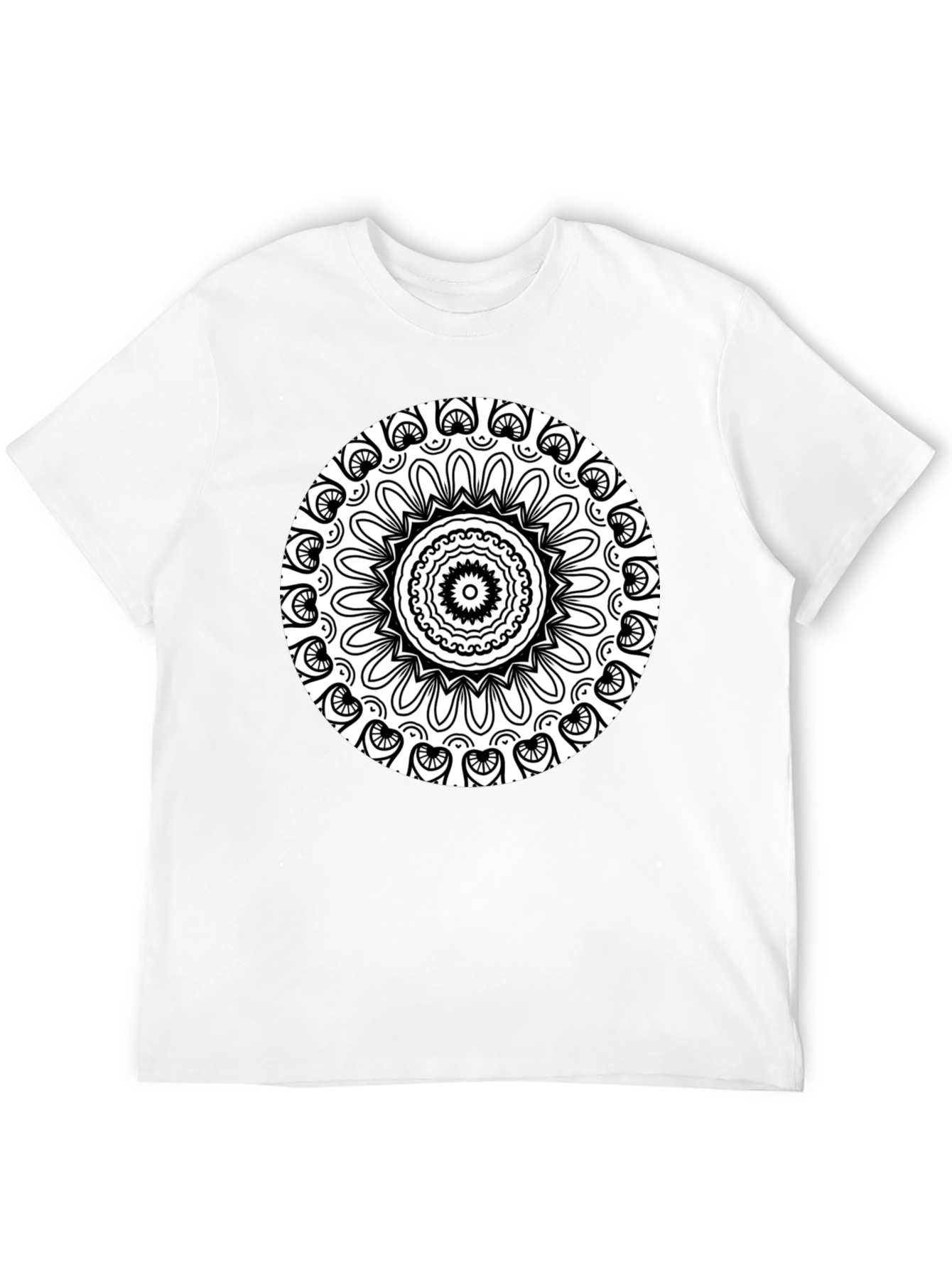 Black T-Shirt with Intricate Mandala Design