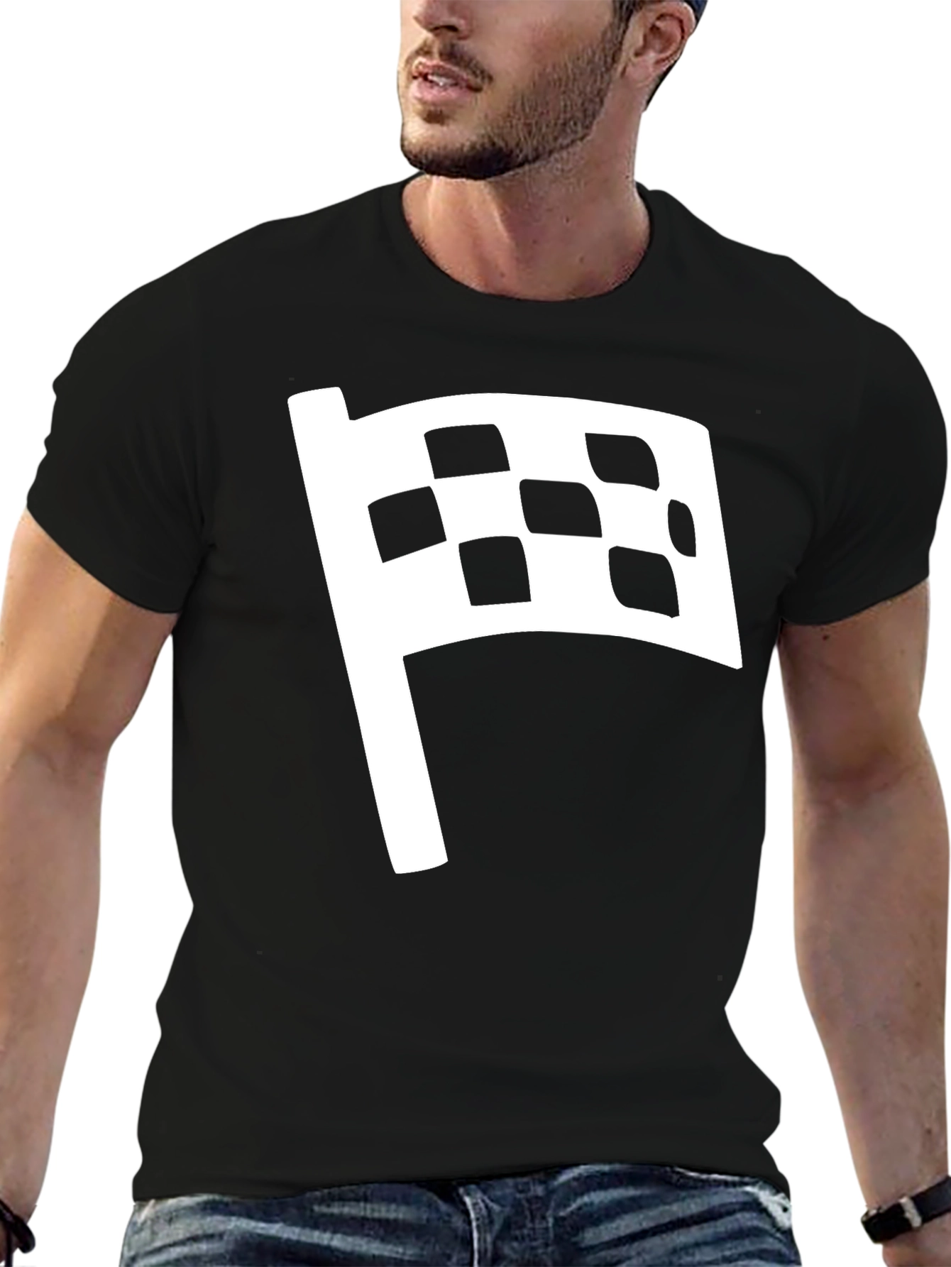 Checkered Flag Graphic Tee - Race Day Style