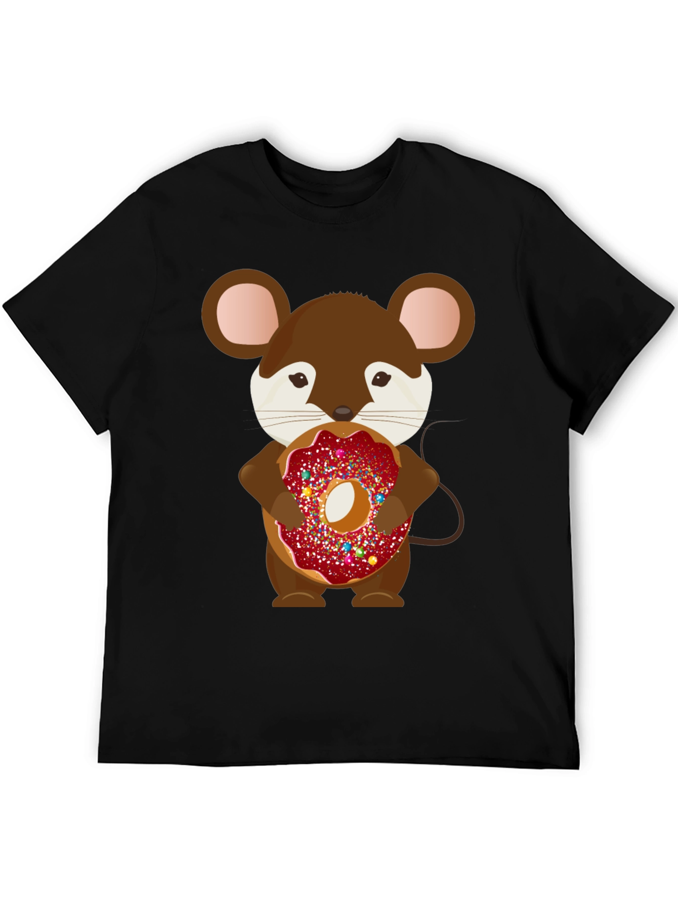 Mouse with Donut Graphic Tee - Cute Cartoon Design